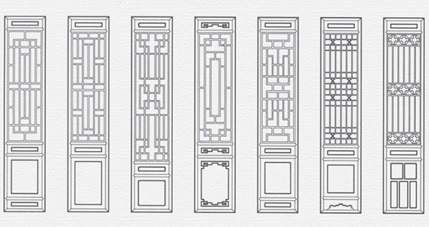 金沙常用中式仿古花窗图案隔断设计图